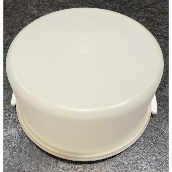 Vtg Tupperware Maxi Extra Tall Cake Carrier 1256-5 & 1257-4 White Speckled Base - Picture 1 of 13